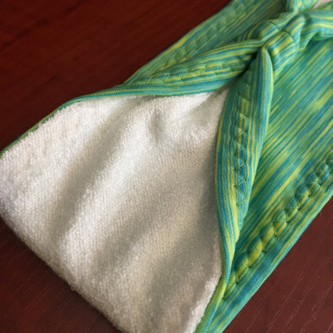 Close up of bamboo terry micro-loop lining on Ponya Bands Bamboo Terry Lined Sweatbands