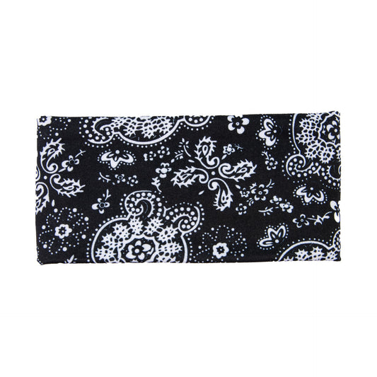 Black Bandana Bamboo Jersey Lined Sweatband - Ponya Bands