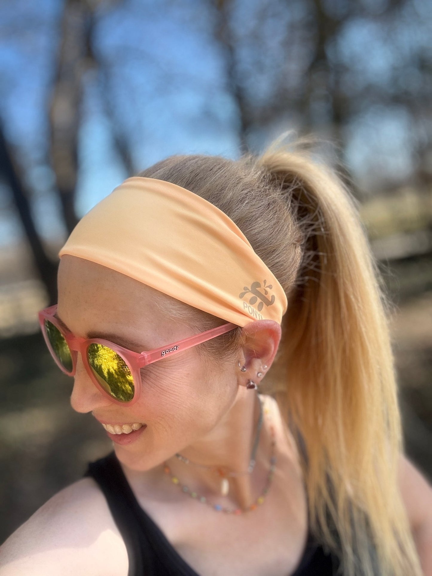 Just Peachy Bamboo Jersey Lined Sweatband - Ponya Bands