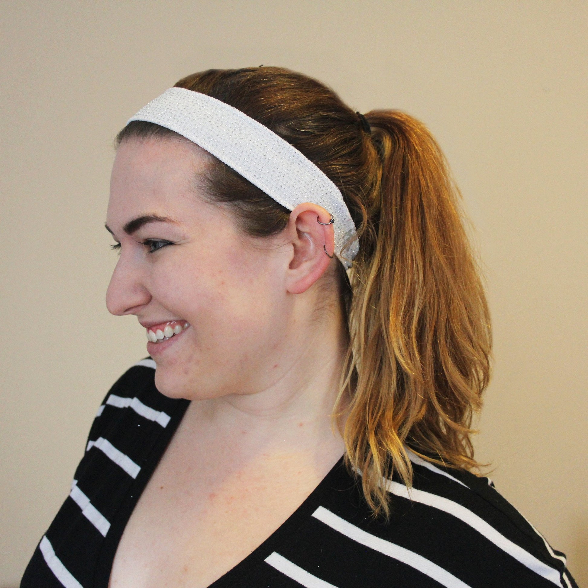 White Sparkle Non-Slip Headband - Ponya Bands